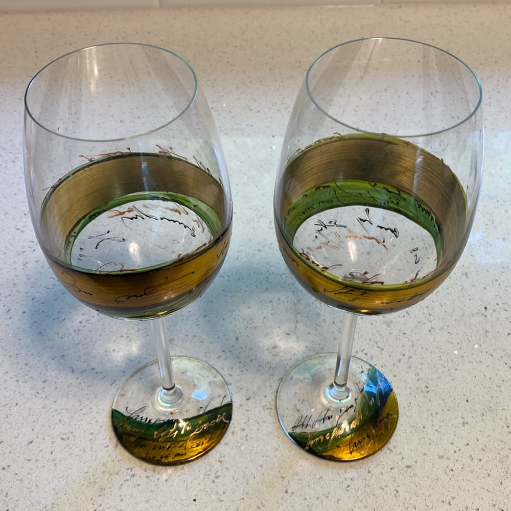 Pair of Mella Roman Signed Wine Glasses